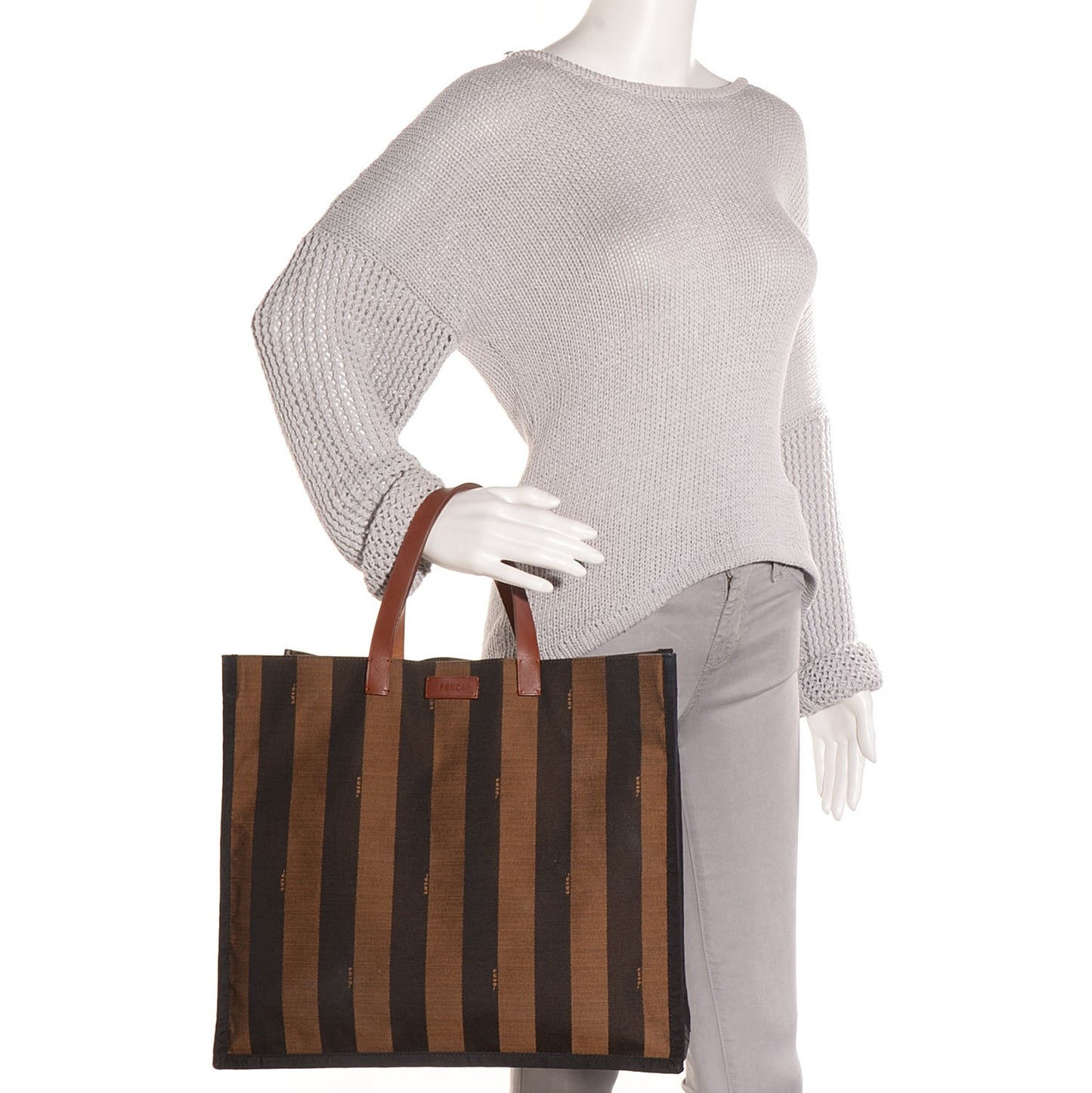 Pequin Striped Shopping Tote Tobacco