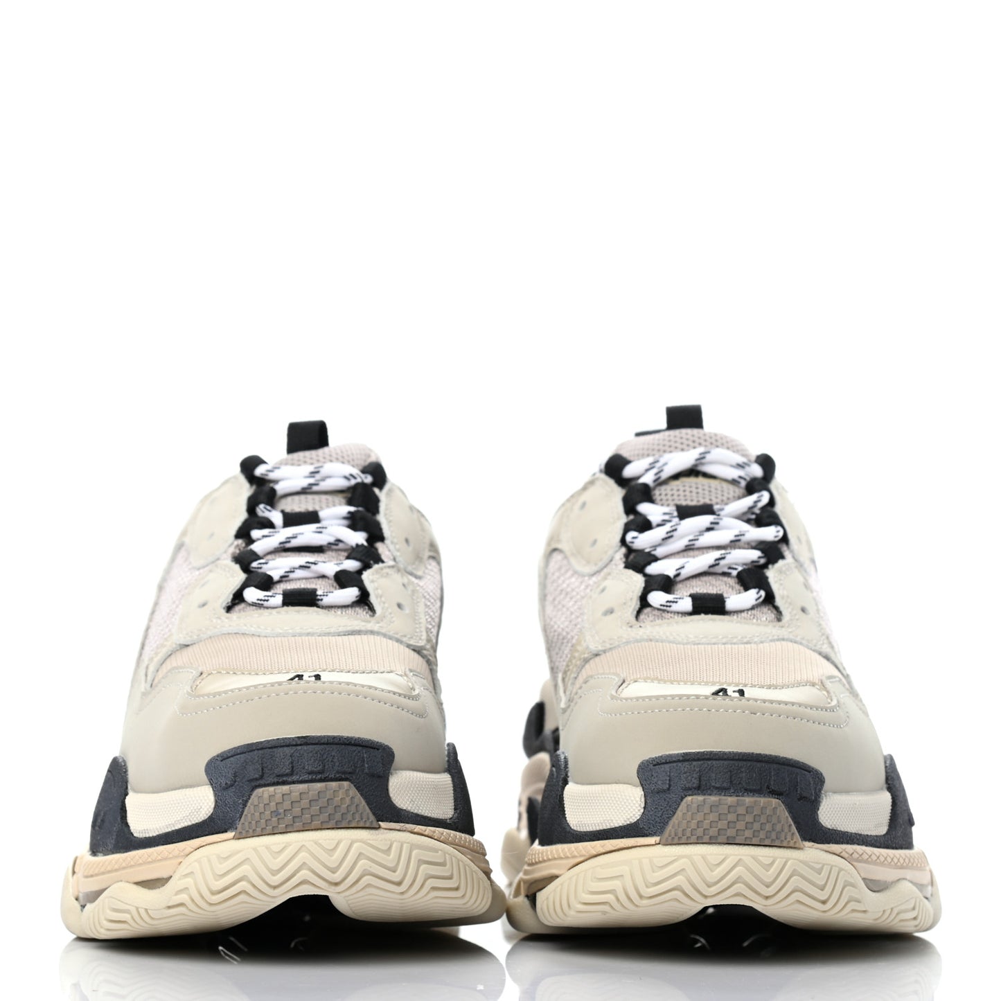 Fabric Mesh Mens Triple S Sneakers 41 Beige Black