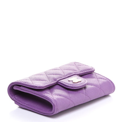 Chanel Caviar Quilted Flap Card Holder Wallet Purple 4 of 10