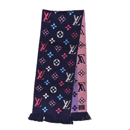 Louis Vuitton Wool Silk Rainbow Logomania Scarf Navy 3 of 4