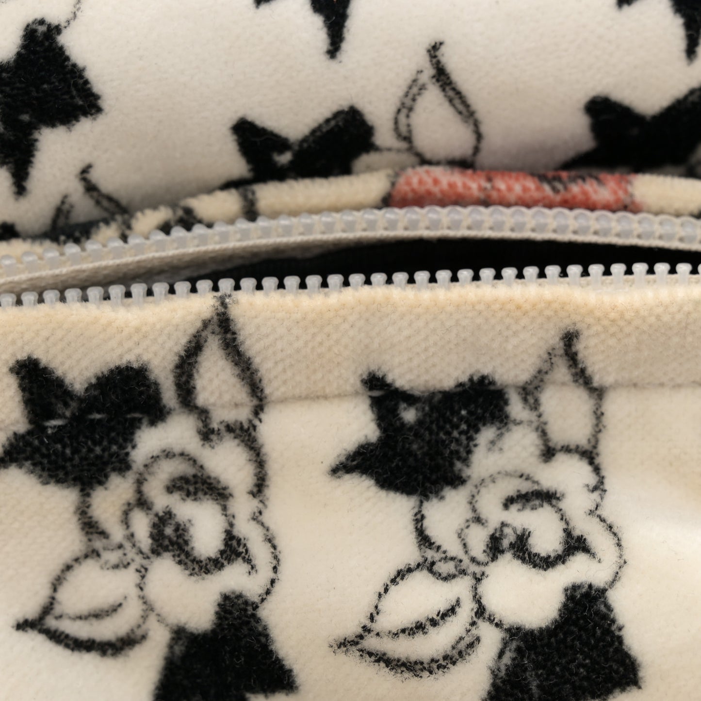 Velour Camellia Print Frame Bag White