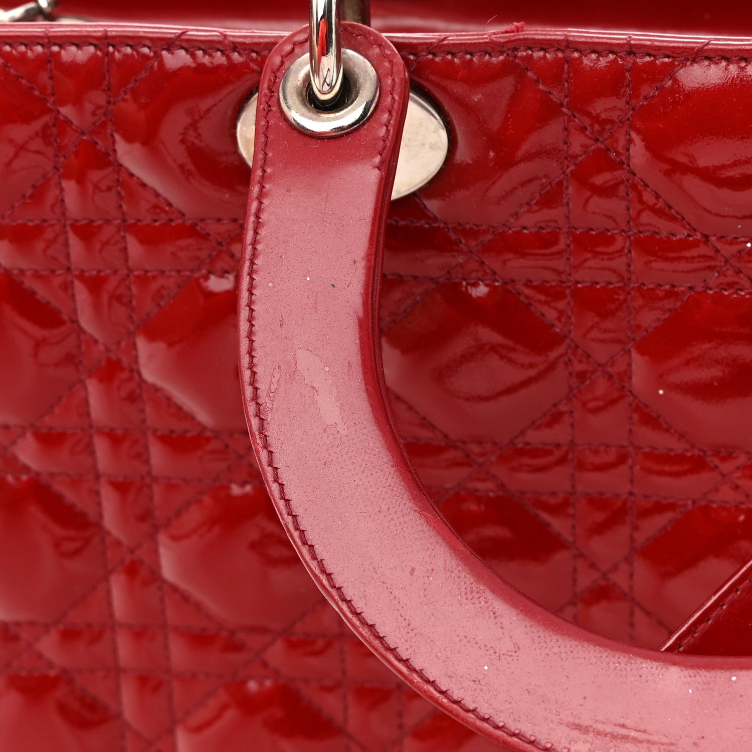 Christian Dior Patent Cannage Large Lady Dior Red 14 of 19