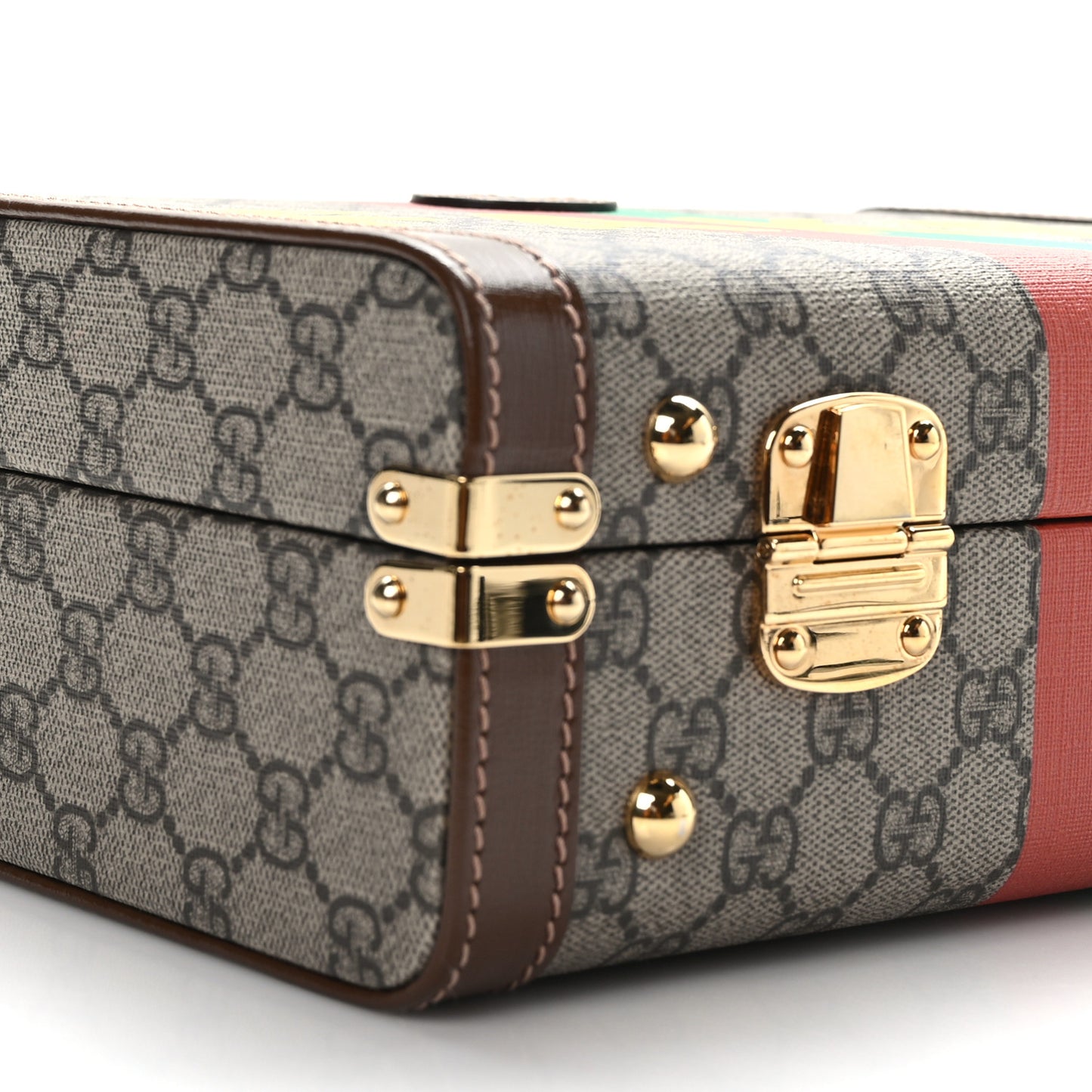 GG Supreme Monogram Azalea Calfskin Fake/Not Retro Interlocking G Beauty Case Beige Ebony Brown Sugar