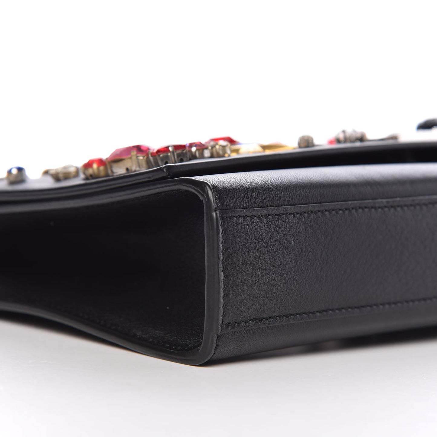 Calfskin Embellished Medium Monogram Kate Satchel Black