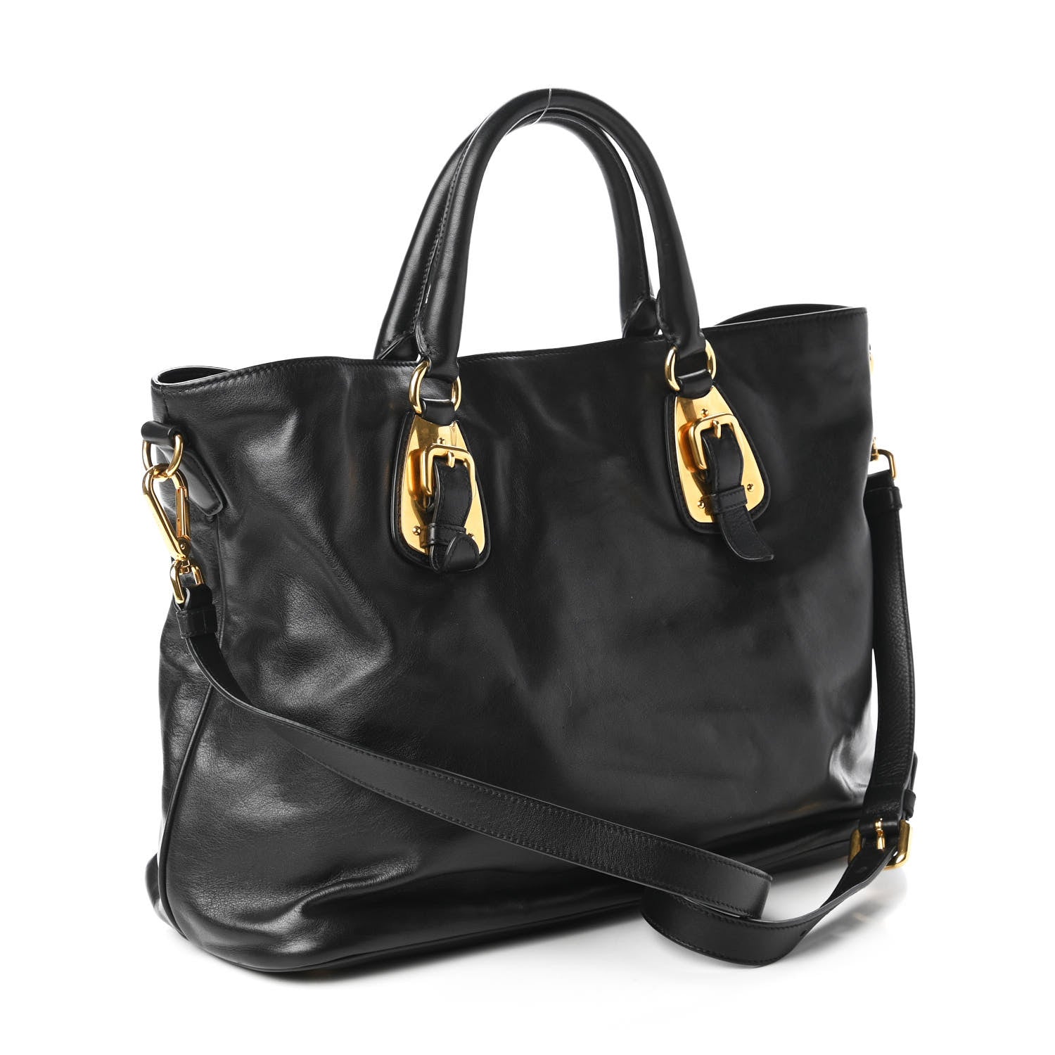 Prada Soft Calfskin Shopping Tote Black 3 of 11