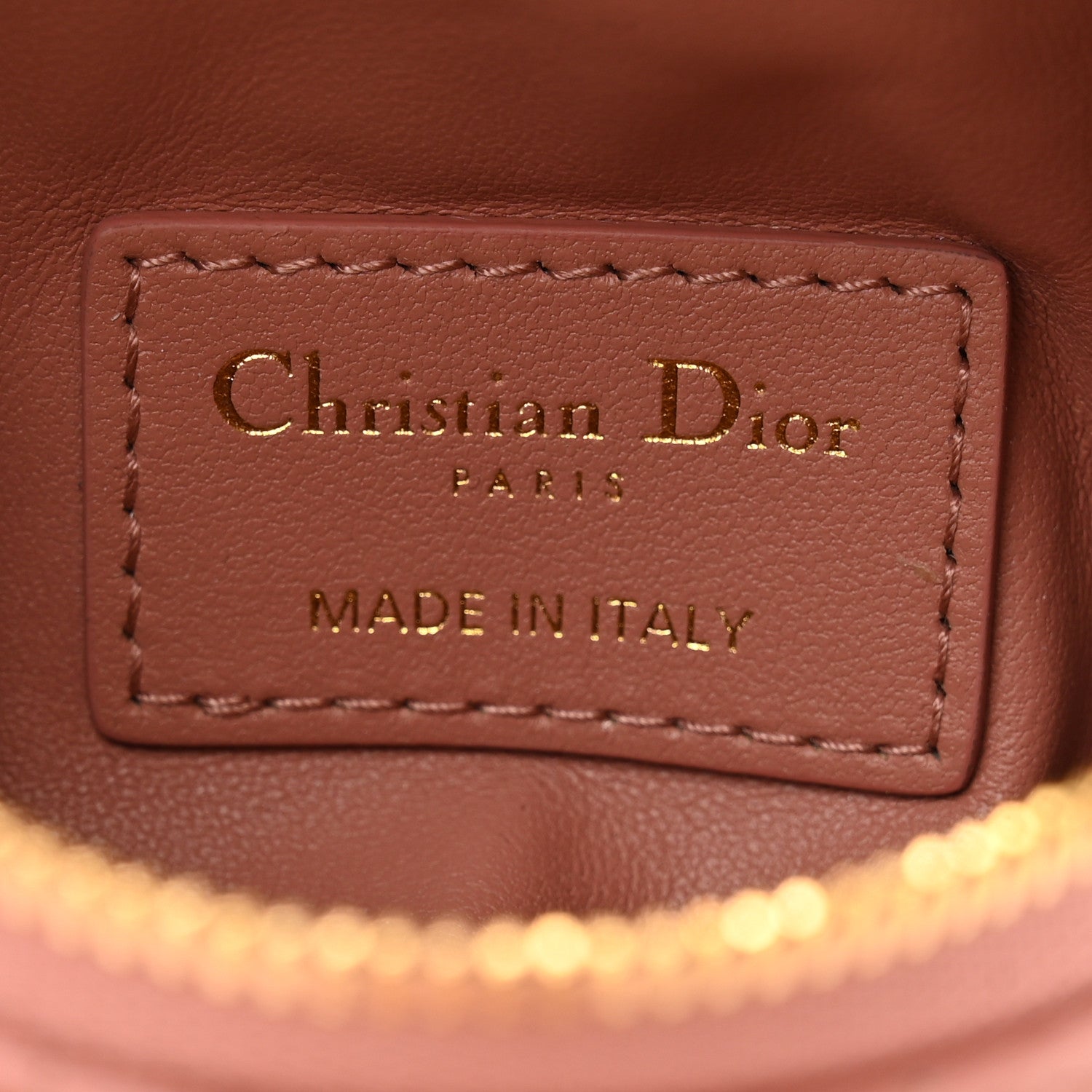 Christian Dior Supple Calfskin Cannage Caro Half-Moon Coin Purse Dark Nude 6 of 9