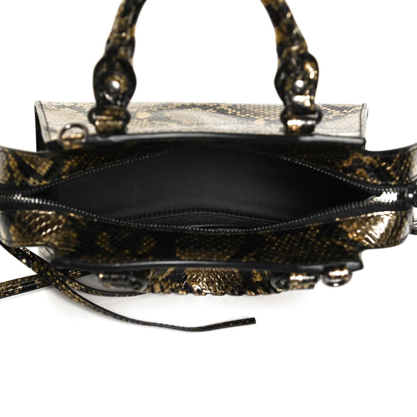 Grained Calfskin Snake Effect Neo Classic Silver Hardware Mini City Gold Black