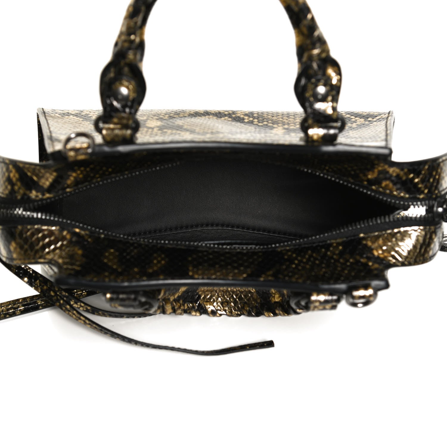 Balenciaga Grained Calfskin Snake Effect Neo Classic Silver Hardware Mini City Gold Black 5 of 11