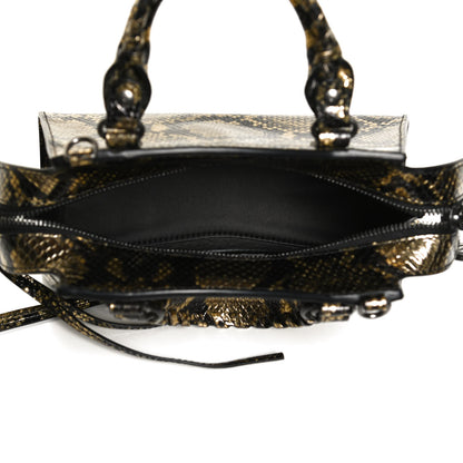 Balenciaga Grained Calfskin Snake Effect Neo Classic Silver Hardware Mini City Gold Black 5 of 11