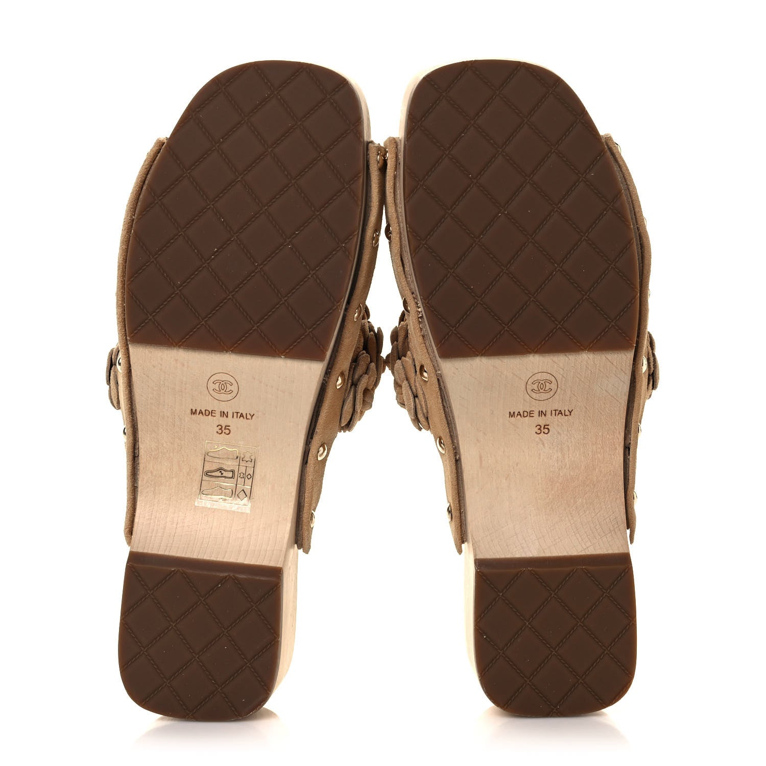 Chanel Suede Calfskin Camellia Mules 35 Beige 5 of 8