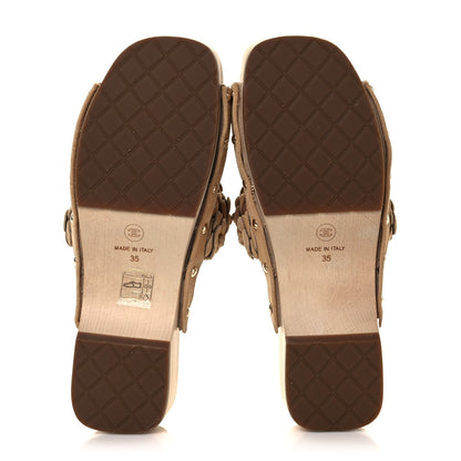 Chanel Suede Calfskin Camellia Mules 35 Beige 5 of 8