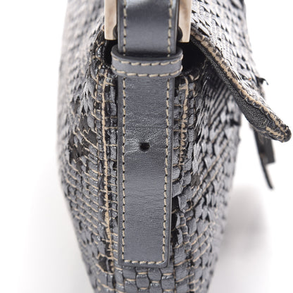 Fendi Metallic Lambskin Woven Baguette Light Grey 17 of 19