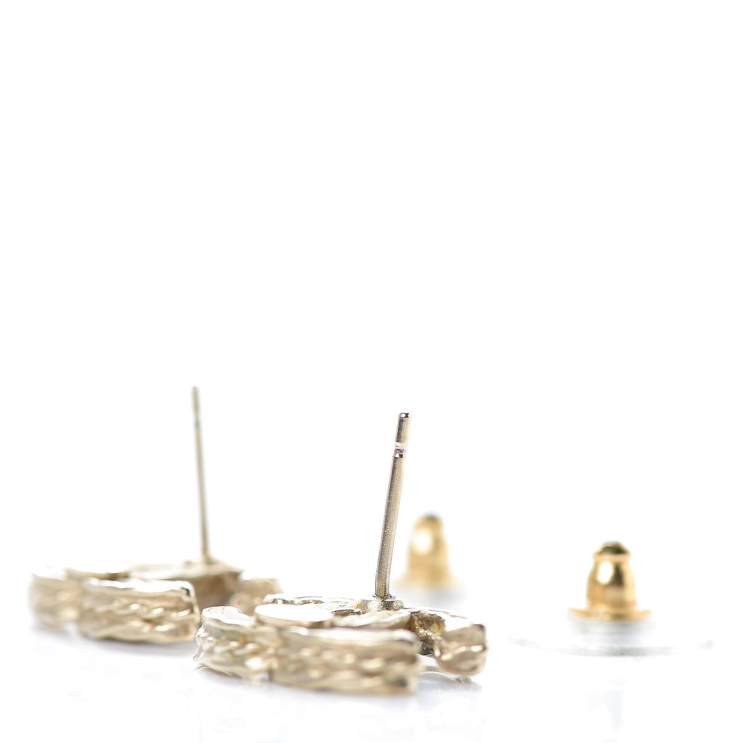 Chanel Crystal Timeless CC Earrings Gold 3 of 5