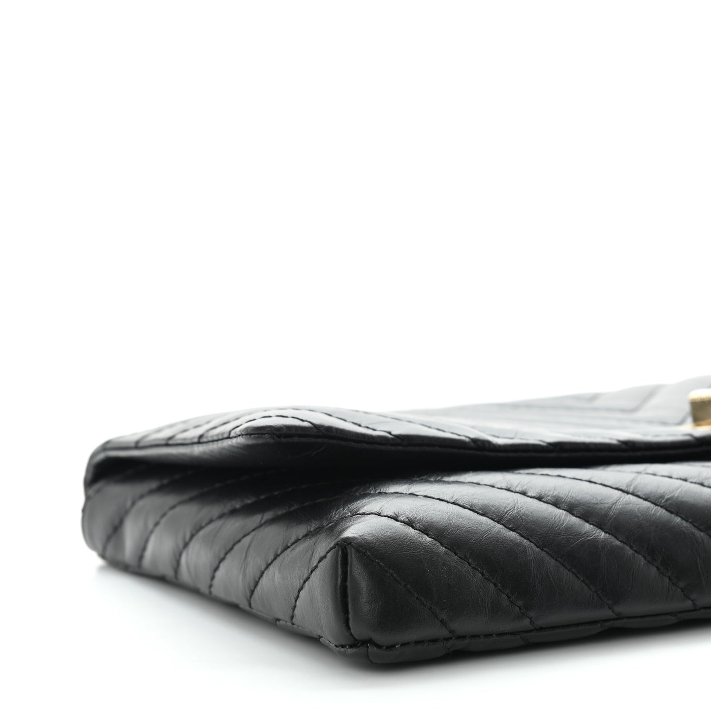 Aged Calfskin Chevron Reissue Flap Clutch Black