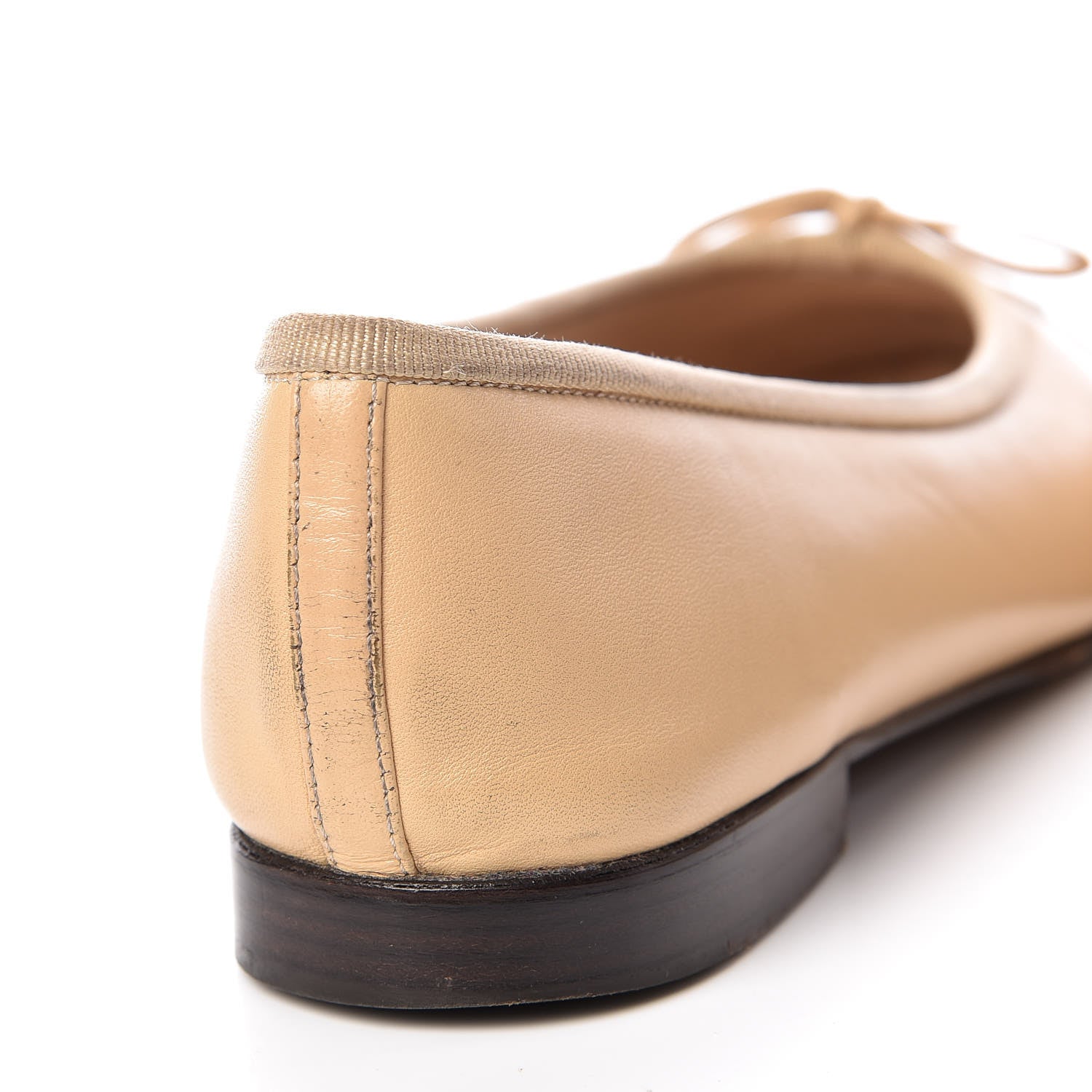 Chanel Lambskin Cap Toe Ballerina Flats 37 Beige Black 10 of 14