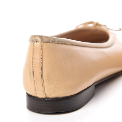 Chanel Lambskin Cap Toe Ballerina Flats 37 Beige Black 10 of 14