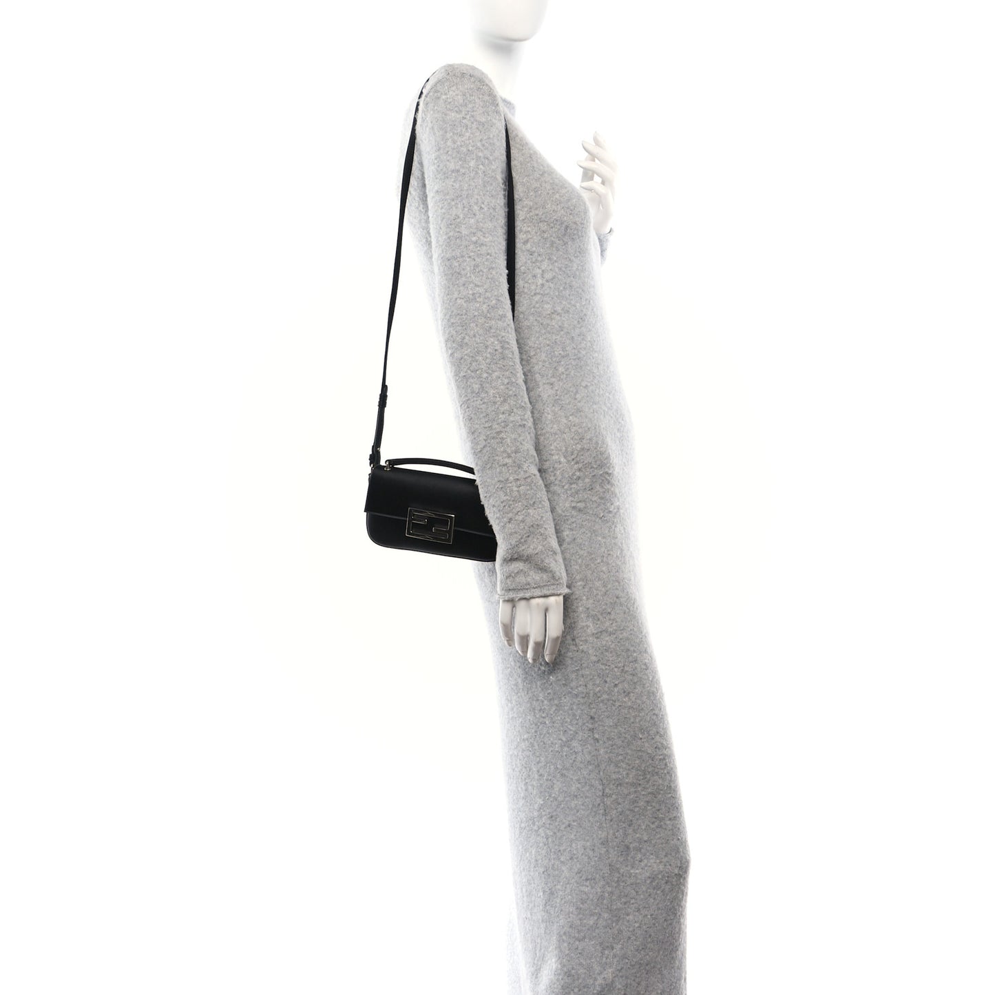 Silk Satin Phone Baguette Black