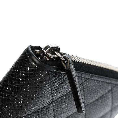 Chanel Glittered Calfskin Quilted Large Gusset Zip Wallet Black 9 of 12