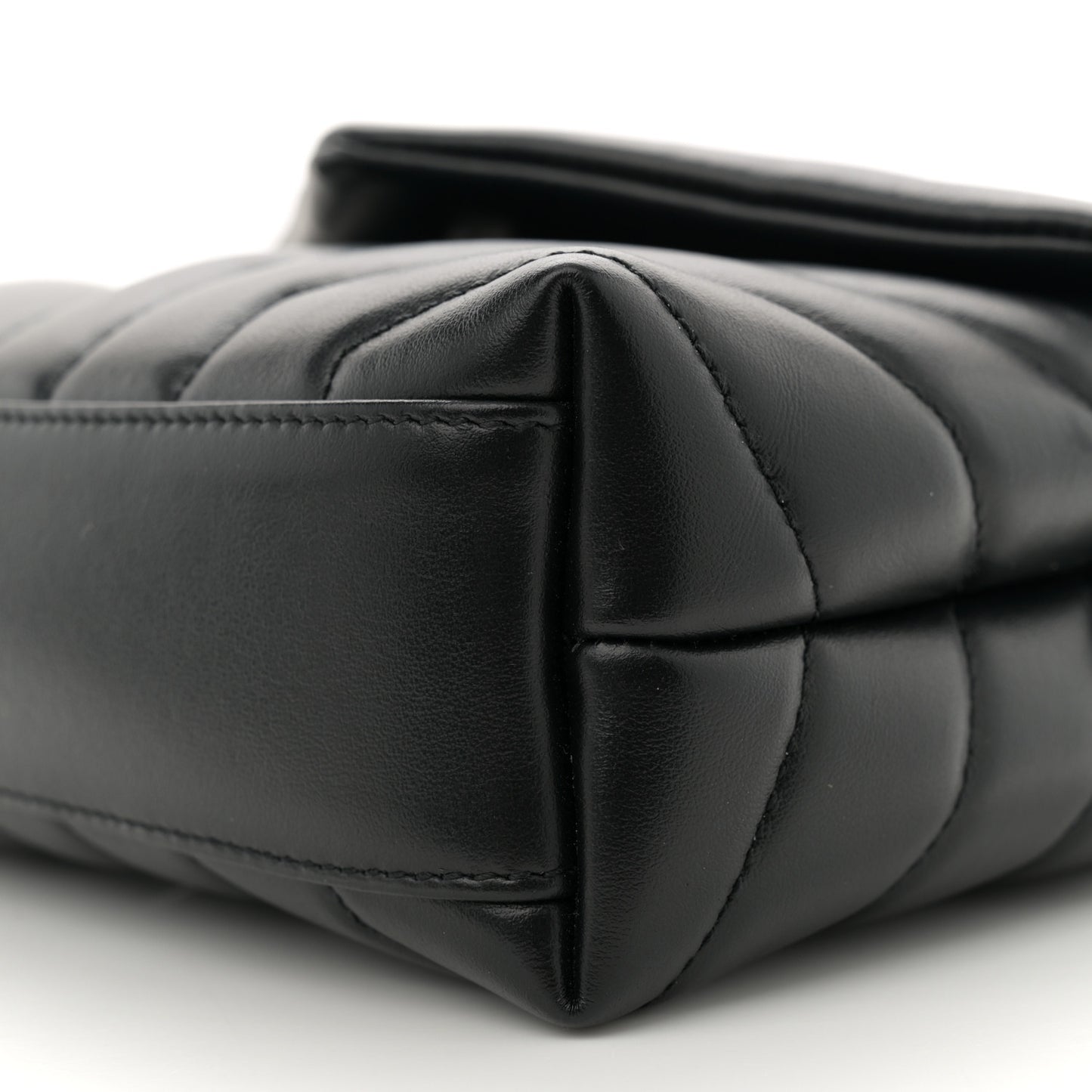 Calfskin Y Quilted Monogram Monochrome Toy Loulou Crossbody Bag Black