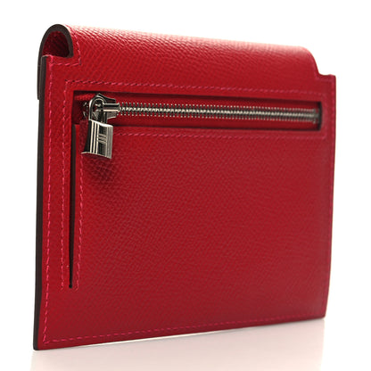 Hermes Epsom Kelly Pocket Compact Wallet Rouge Casaque 3 of 9