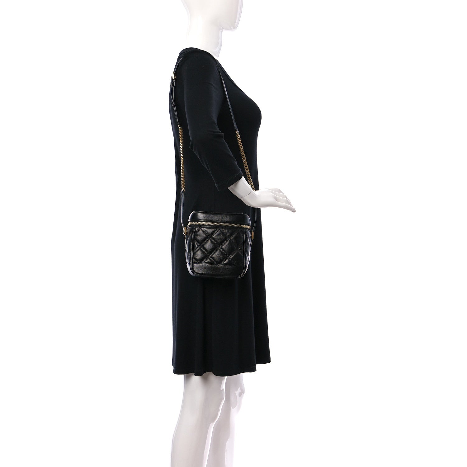 Saint Laurent Grain de Poudre Quilted 80's Vanity Bag Black 2 of 11