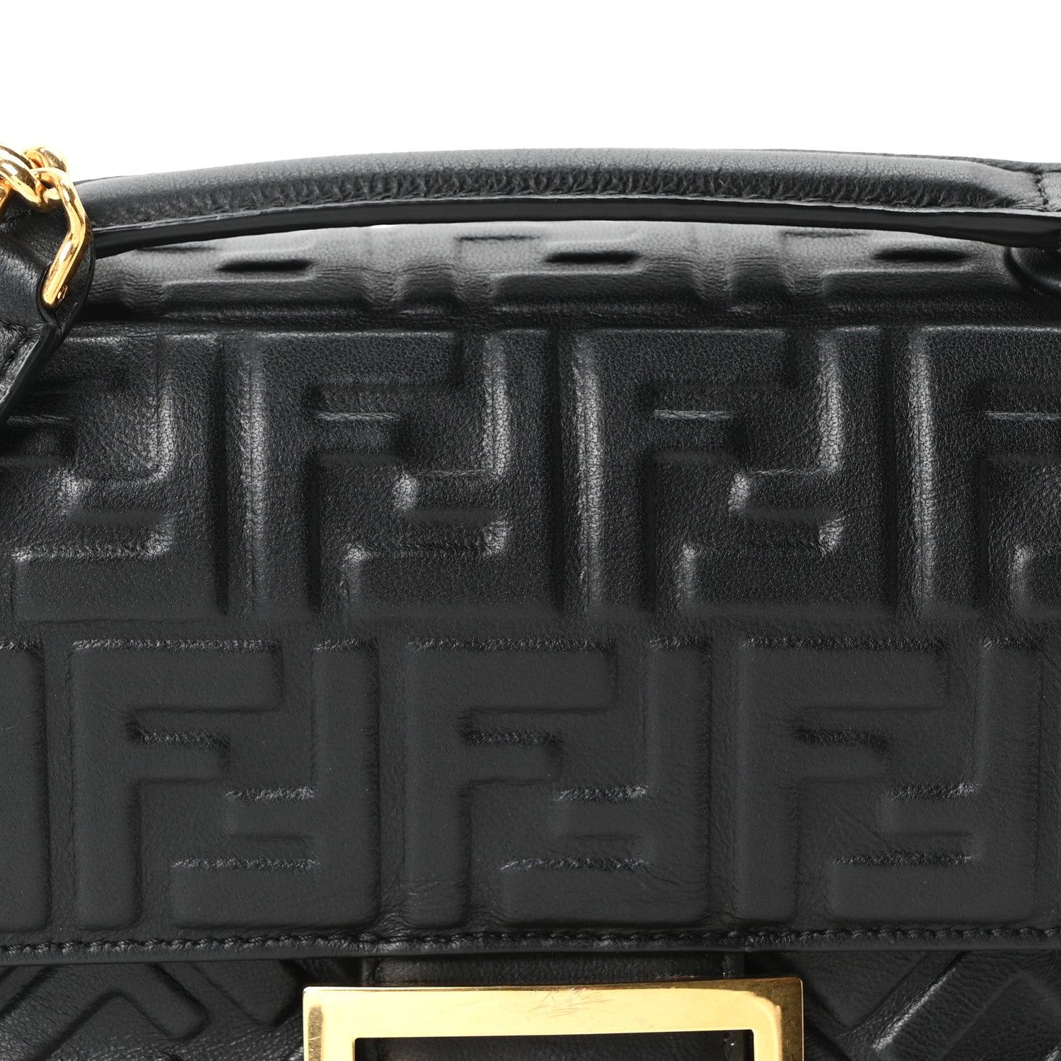 Fendi Nappa Small FF Embossed Midi Chain Baguette Black 8 of 10