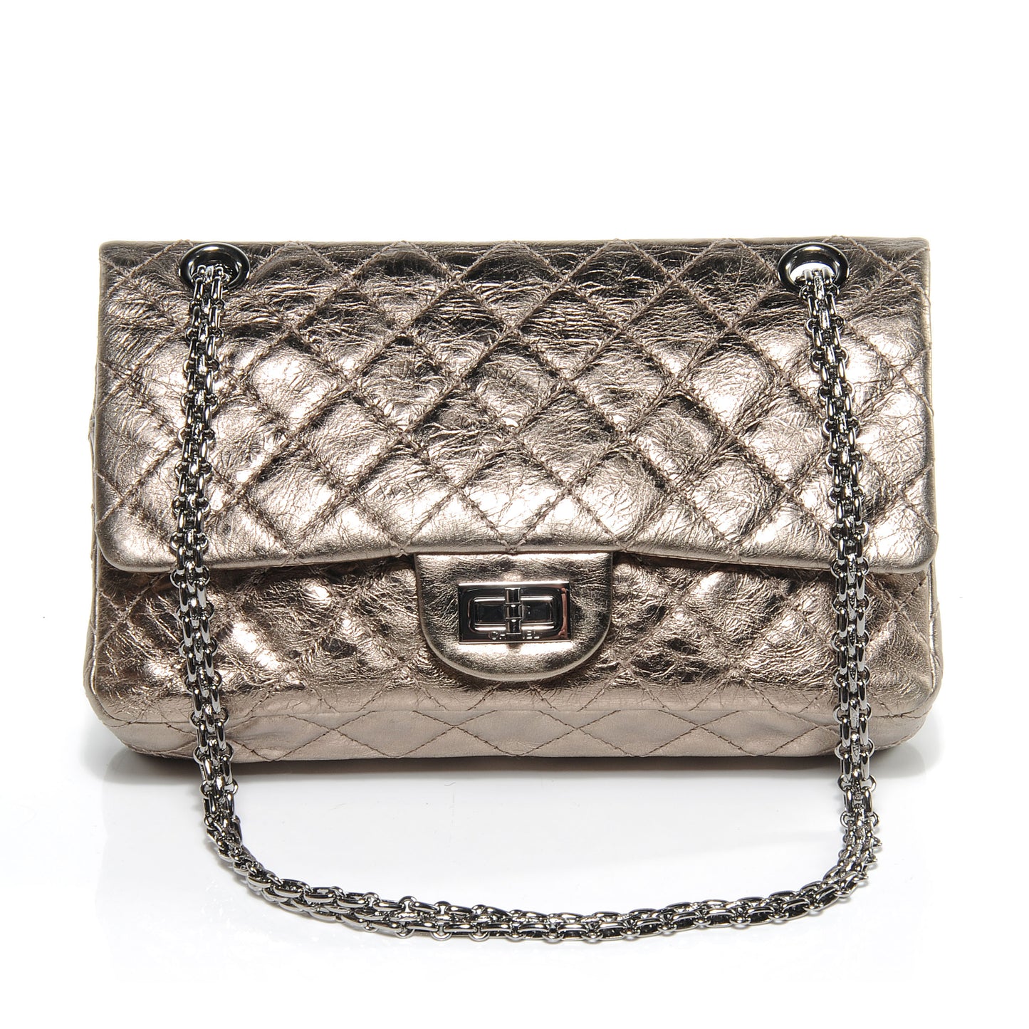 Aged Calfskin 2.55 Reissue 225 Flap Metallic Dark Silver