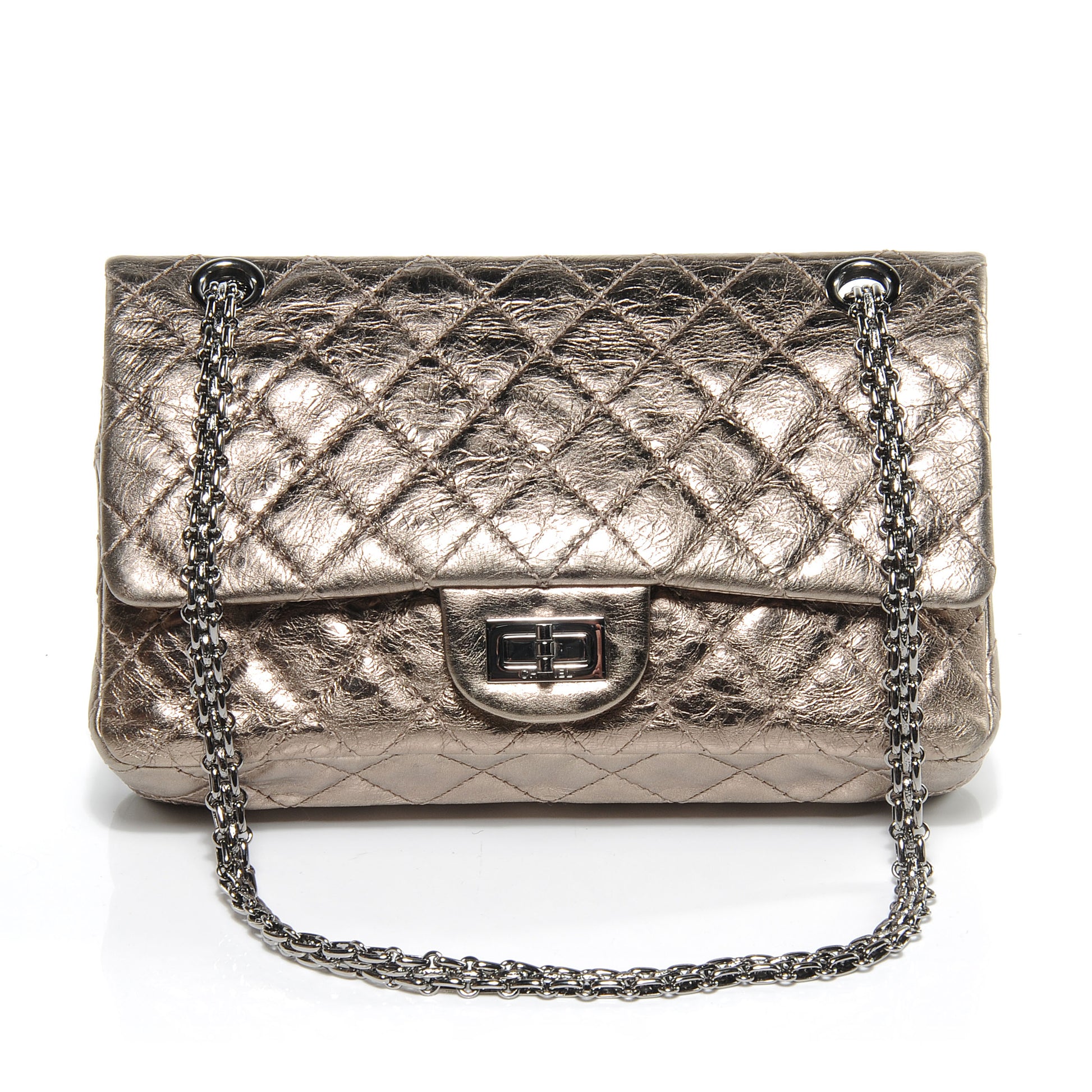 Chanel Aged Calfskin 2.55 Reissue 225 Flap Metallic Dark Silver 1 of 7
