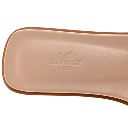 Hermes Box Calfskin Oran Sandals 39.5 Bois De Santal 7 of 8