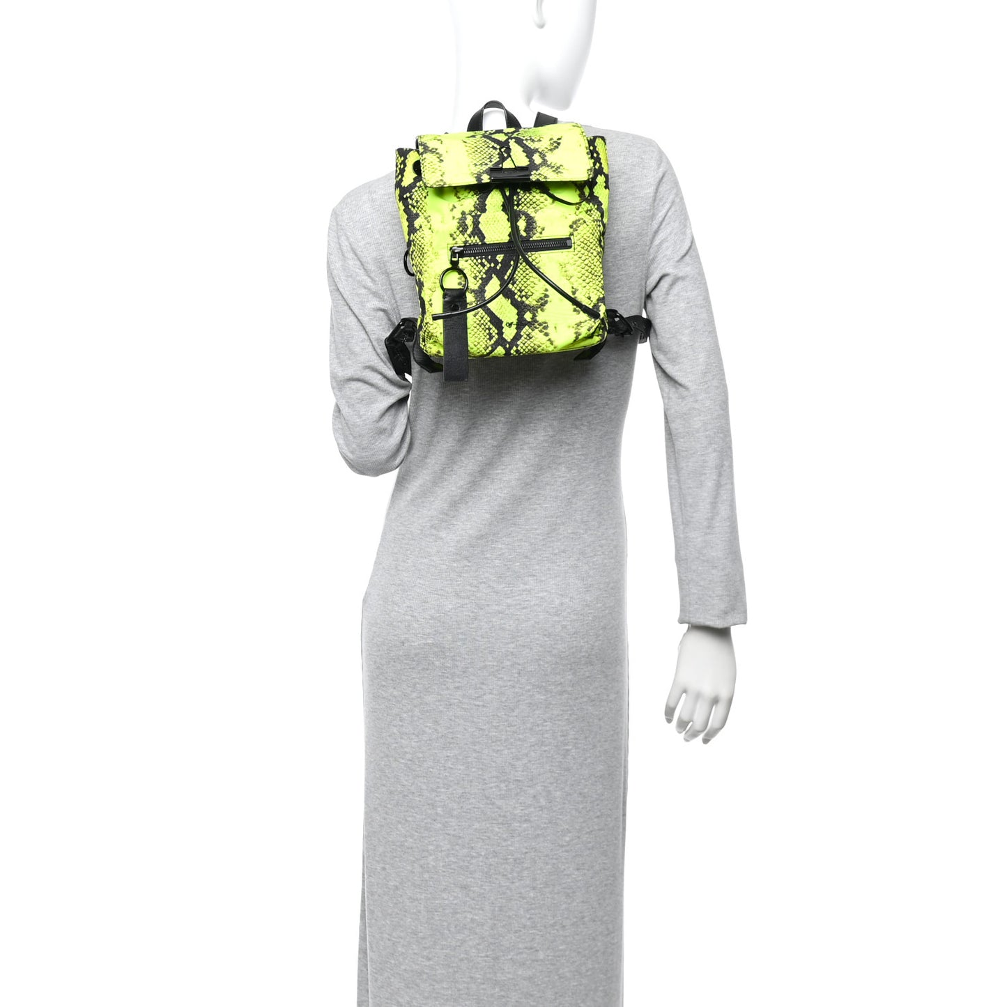 Nylon Python Print Mini Backpack Fluo Yellow Black