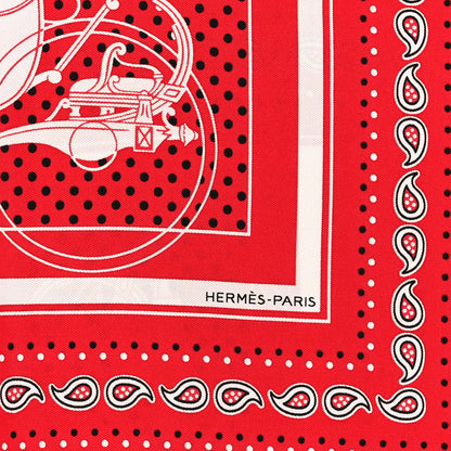 Hermes Cashmere Silk Ex-Libris Bandana Scarf 55 Rouge White Black 2 of 3