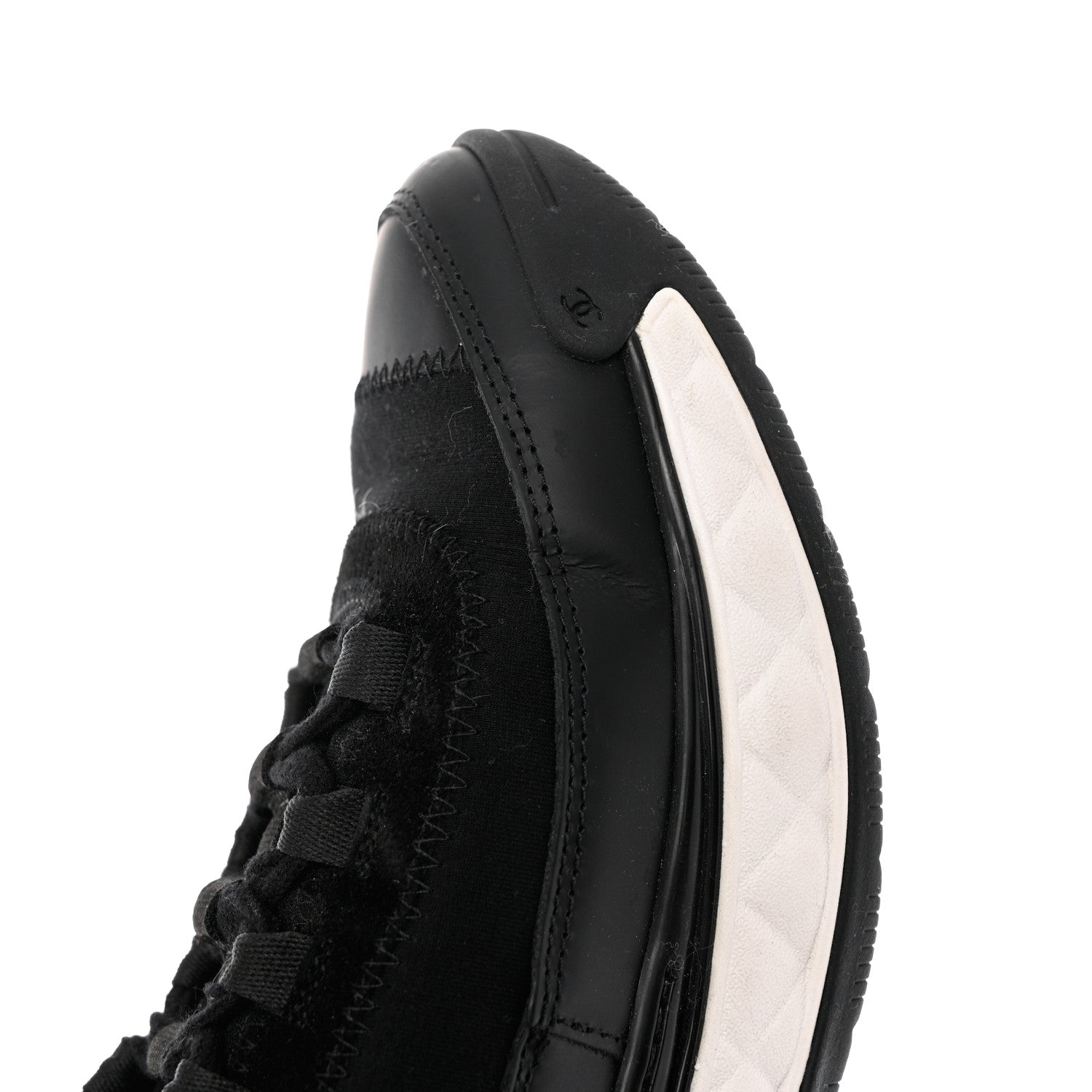 Chanel Velvet Calfskin Mixed Fibers CC Sneakers 37.5 Black 10 of 11