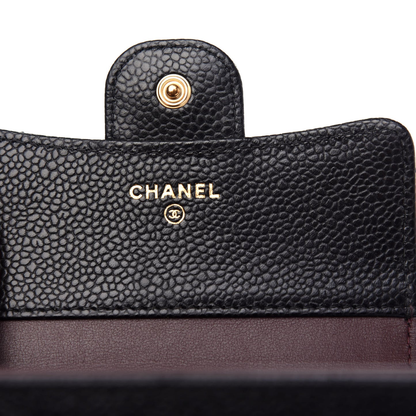 Caviar Quilted Compact Flap Wallet Black