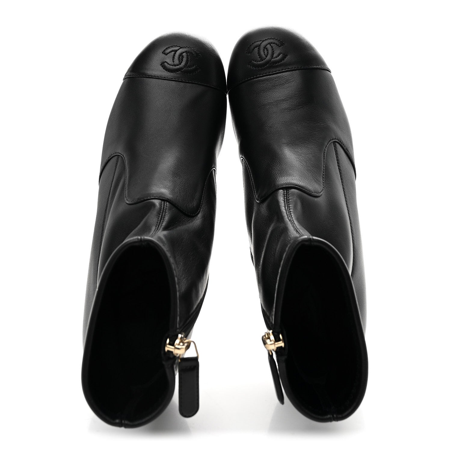 Chanel Stretch Lambskin Cap Toe CC Short Boots 38 Black 2 of 10