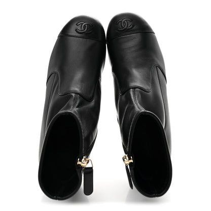 Chanel Stretch Lambskin Cap Toe CC Short Boots 38 Black 2 of 10