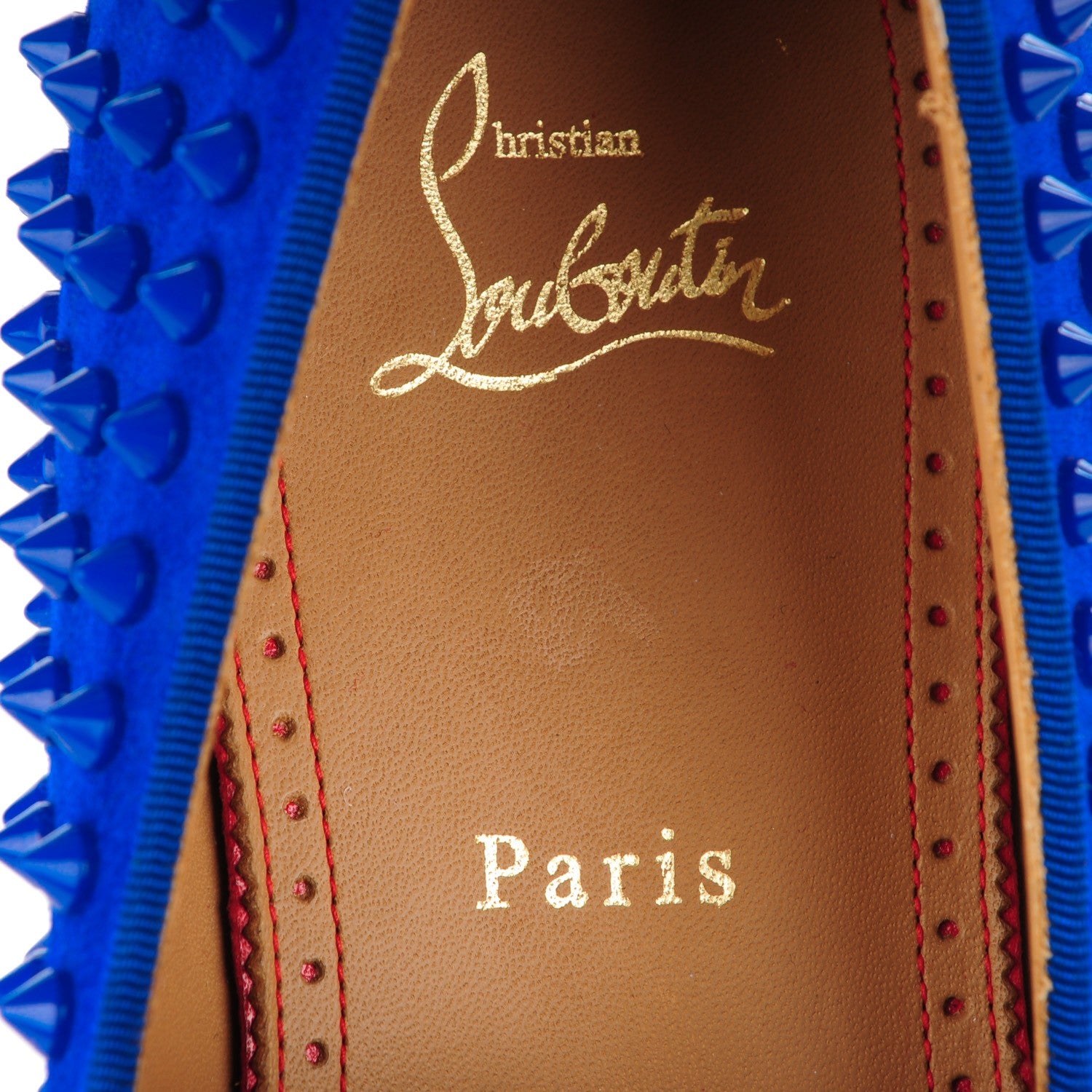 Christian Louboutin Mens Veau Velours Spikes Dandelion Flat 42.5 Electric 7 of 8