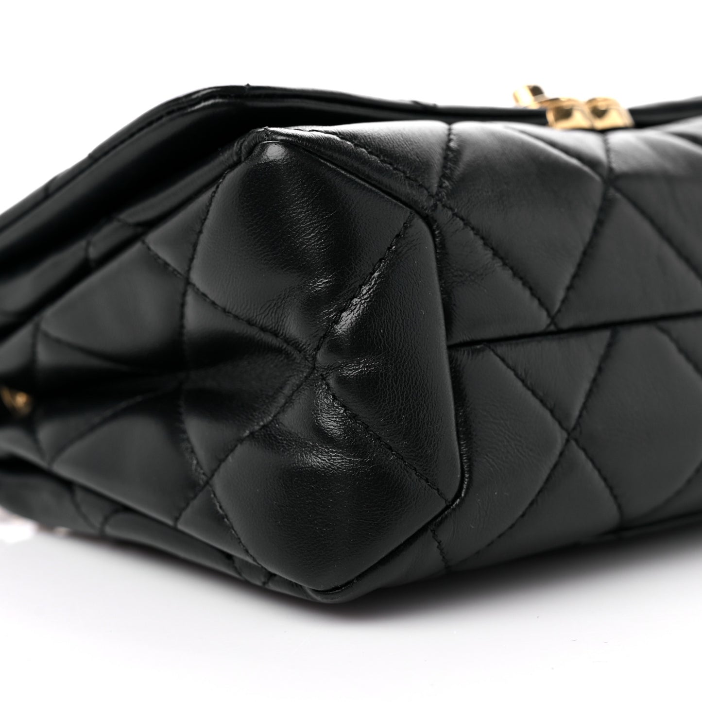 Lambskin Quilted Small Color Match Flap Black
