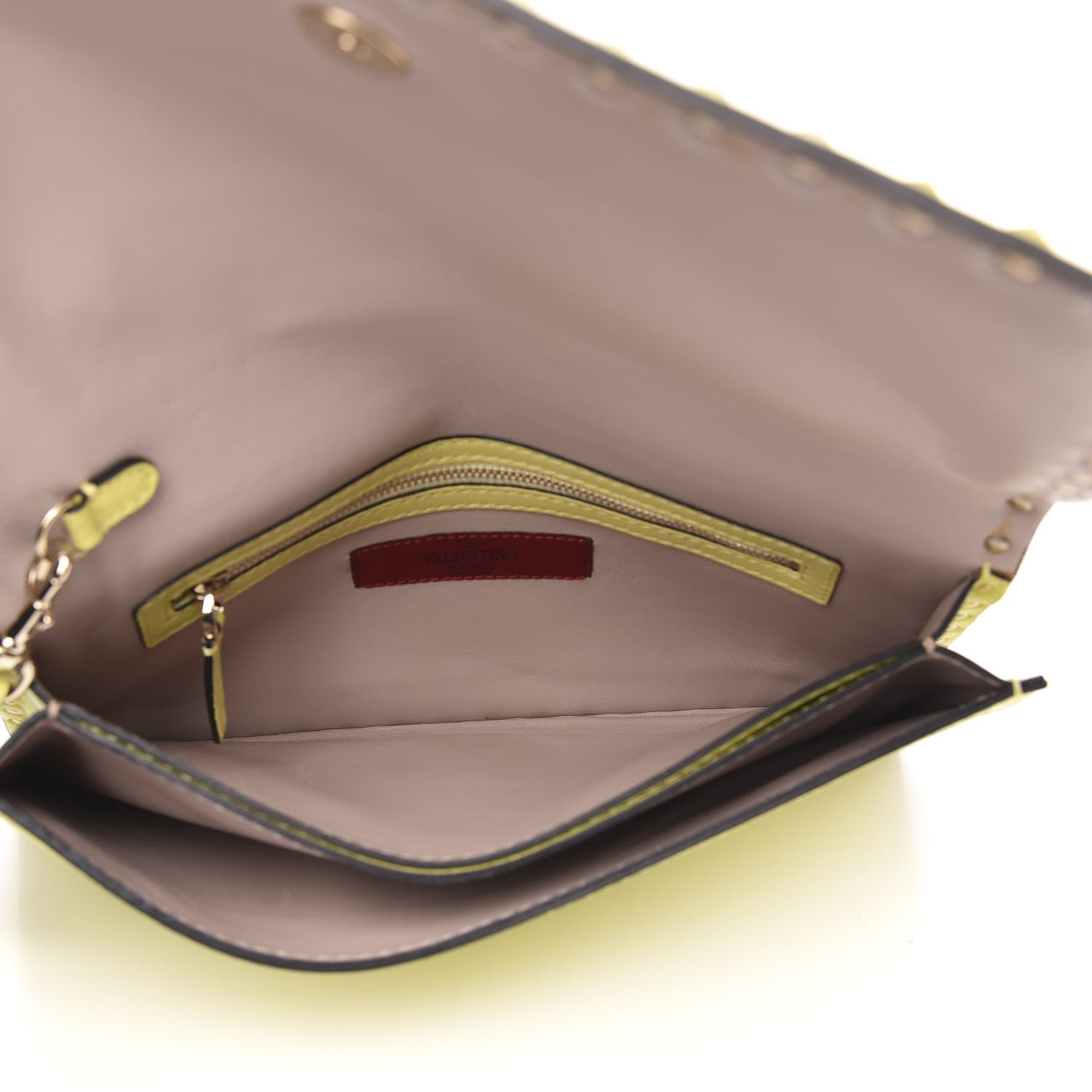 Valentino Garavani Nappa Monochrome Rockstud Wristlet Clutch Soft Yellow 4 of 14