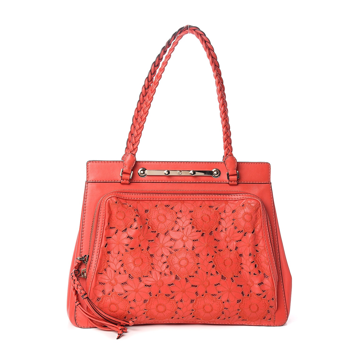 Valentino Garavani Vitello Lace Demetra Satchel Coral 1 of 10