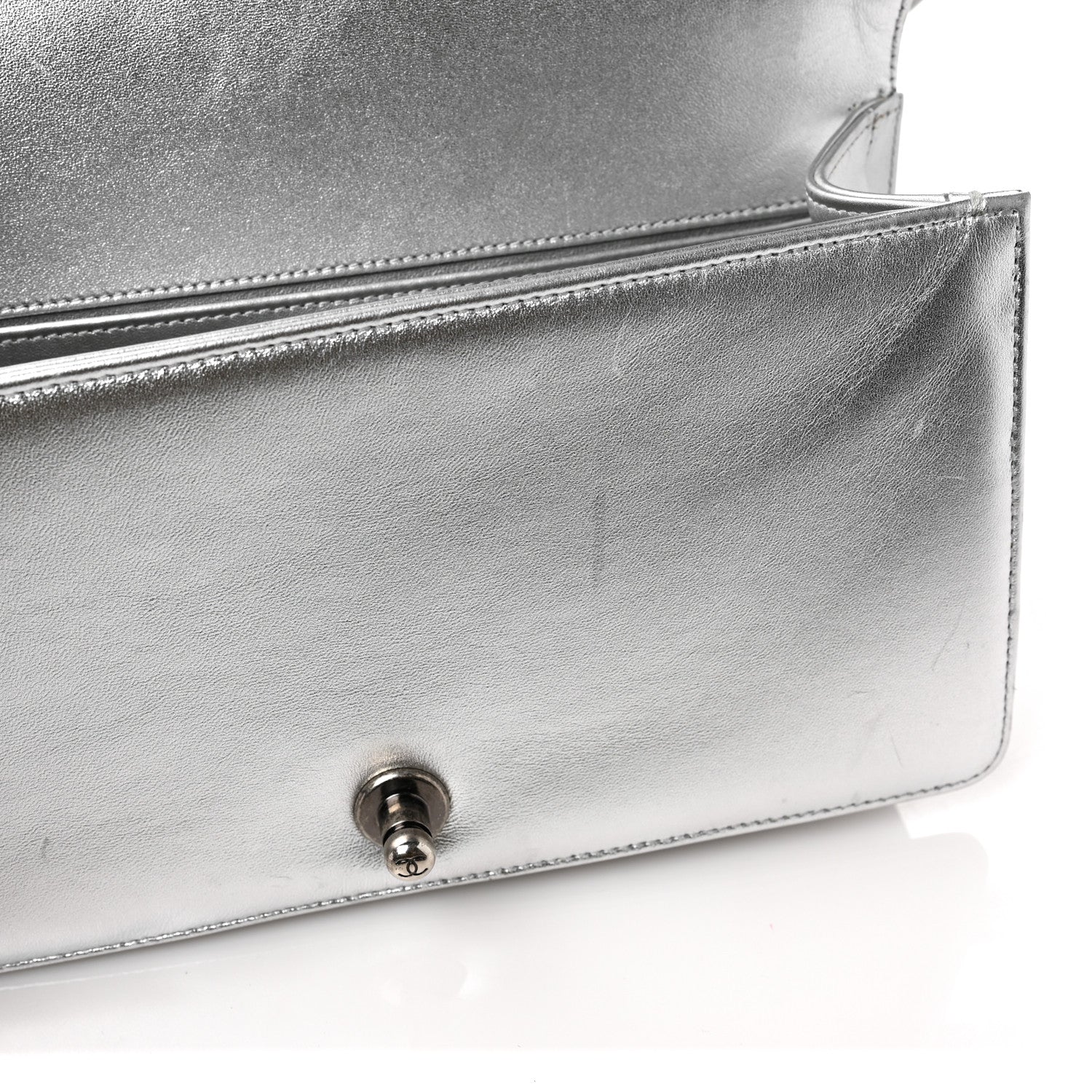 Chanel Metallic Lambskin Embellished Medium Boy Flap Silver 11 of 11