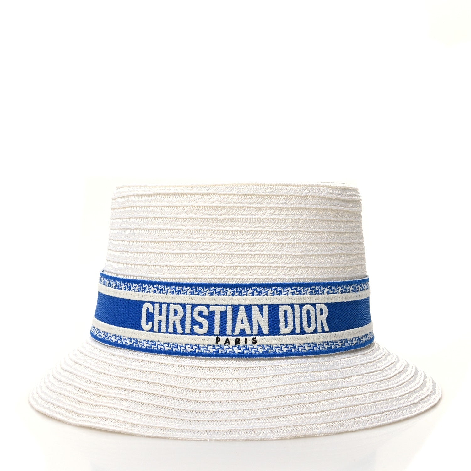 Christian Dior Straw Bucket Hat 59 White Blue 2 of 7