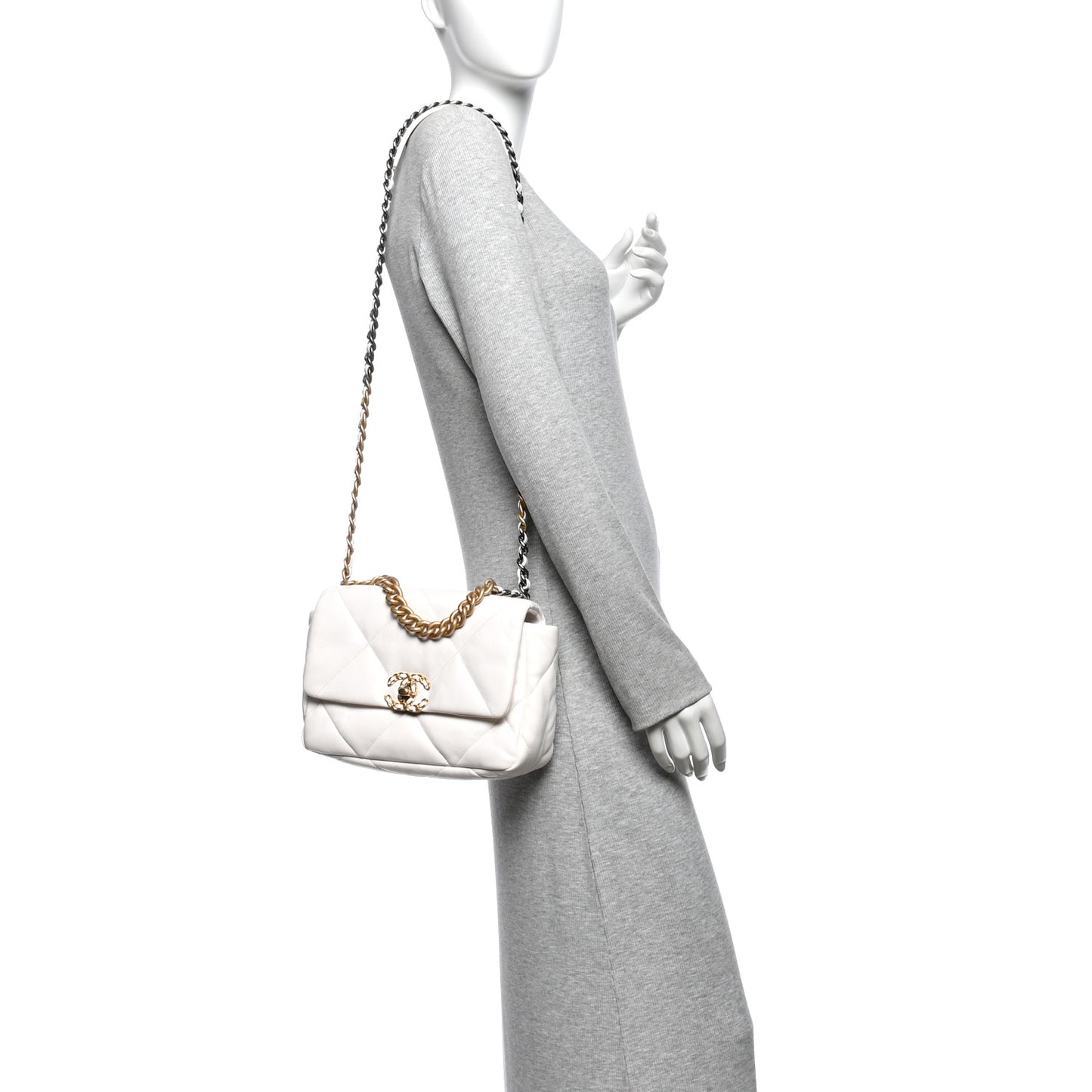 Lambskin Quilted Medium Chanel 19 Flap White