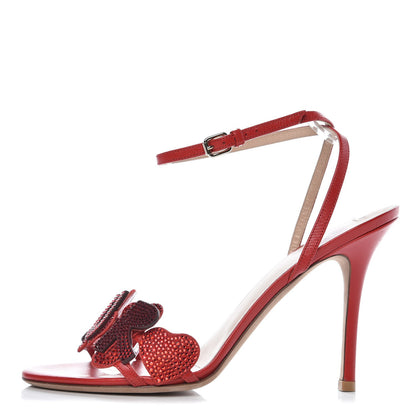 Valentino Garavani Nappa Crystal Embellished L'Amour Sandals 39 Red 1 of 12