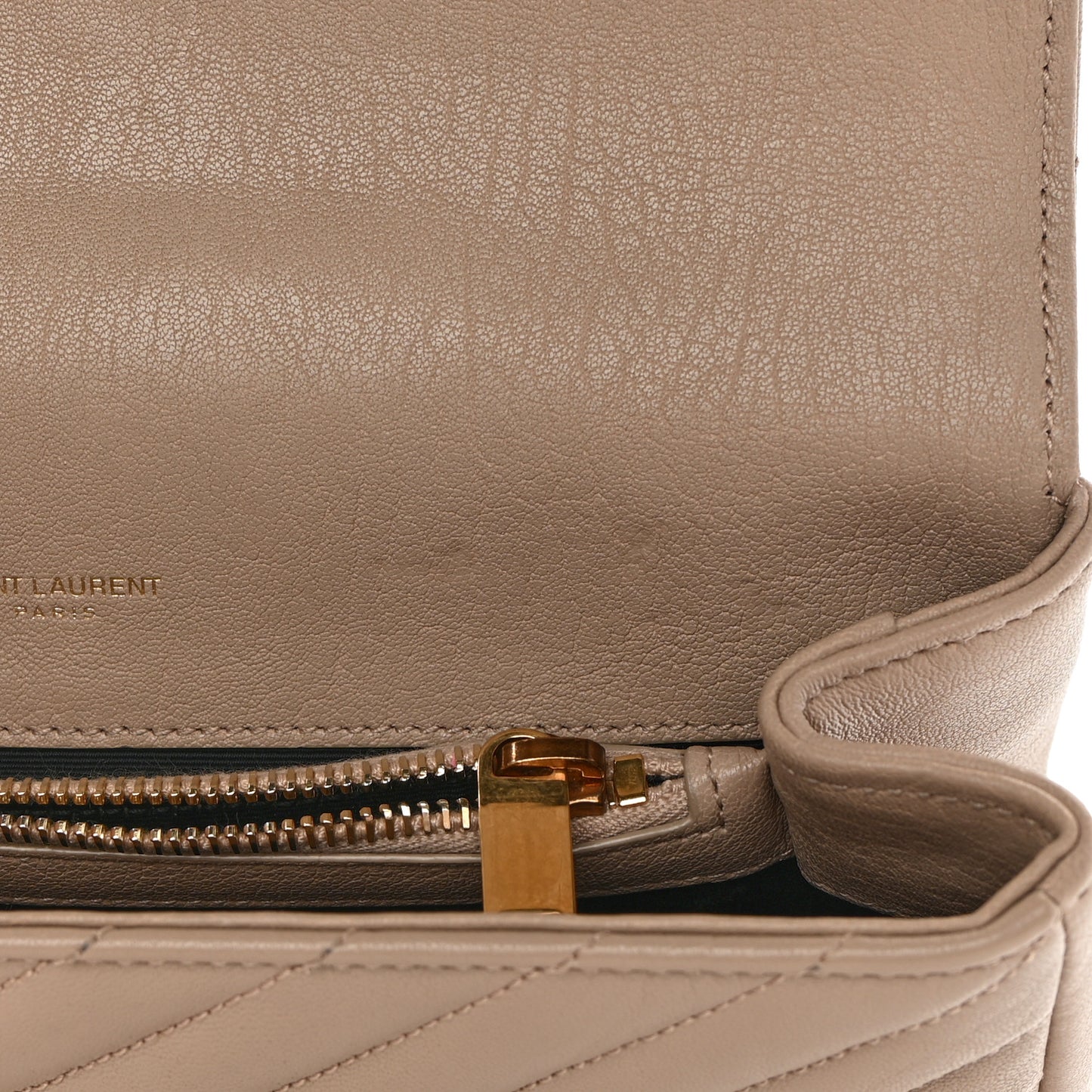 Sheepskin Matelasse Chevron Monogram Medium College Bag Dark Beige