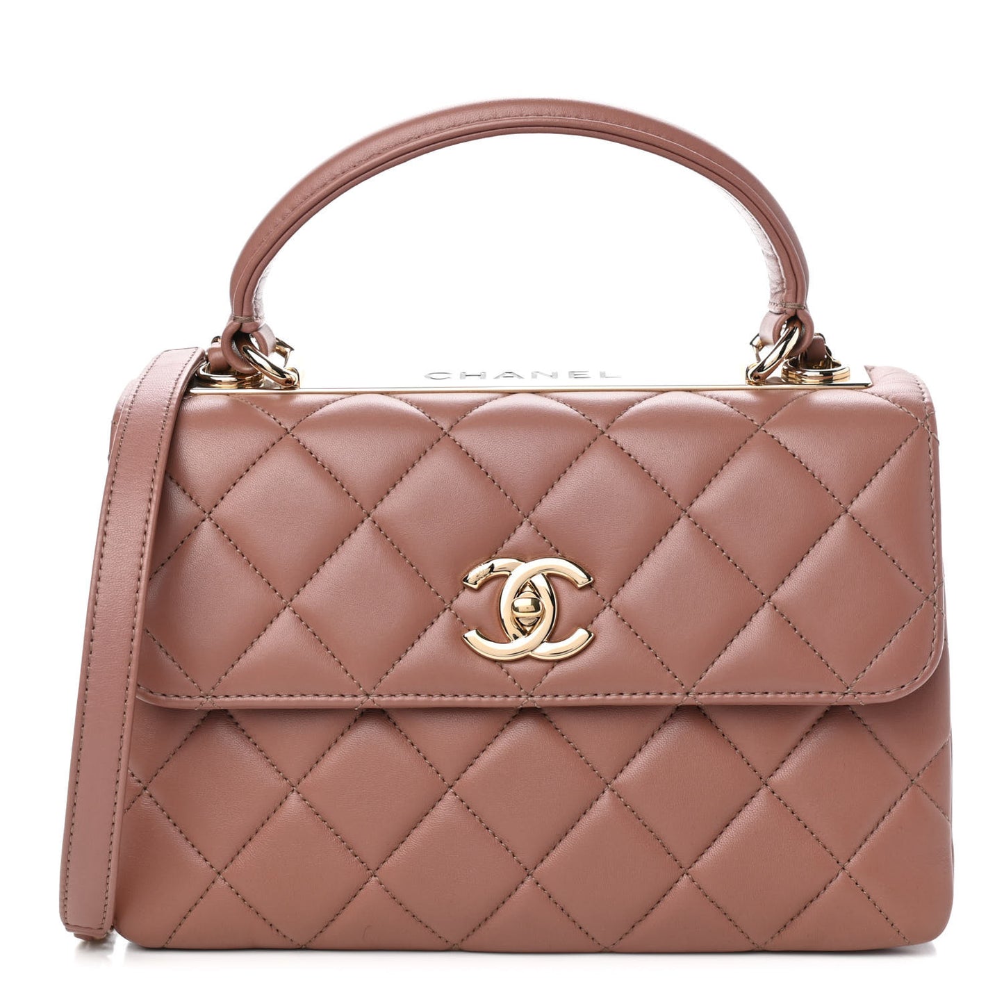 Lambskin Quilted Small Trendy CC Flap Dual Handle Bag Pink