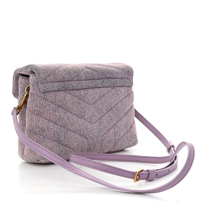 Saint Laurent Denim Y Quilted Monogram Toy Loulou Crossbody Bag Bleached Lilac 3 of 10