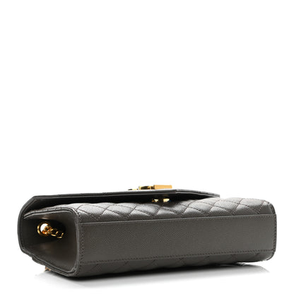 Saint Laurent Grain De Poudre Textured Mixed Matelasse Triquilt Small Monogram Satchel Pebble 4 of 9