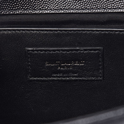 Saint Laurent Grain De Poudre Textured Mixed Matelasse Triquilt Medium Monogram Satchel Black 7 of 10