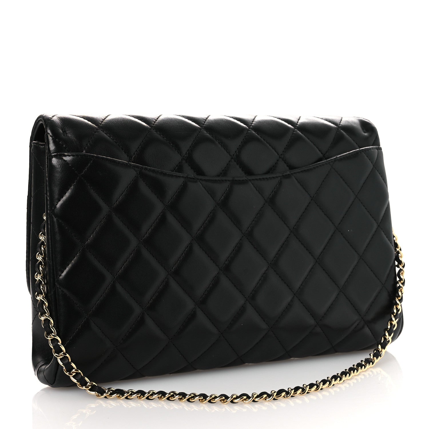 Chanel Lambskin Quilted Clutch with Chain Flap Black 3 of 11