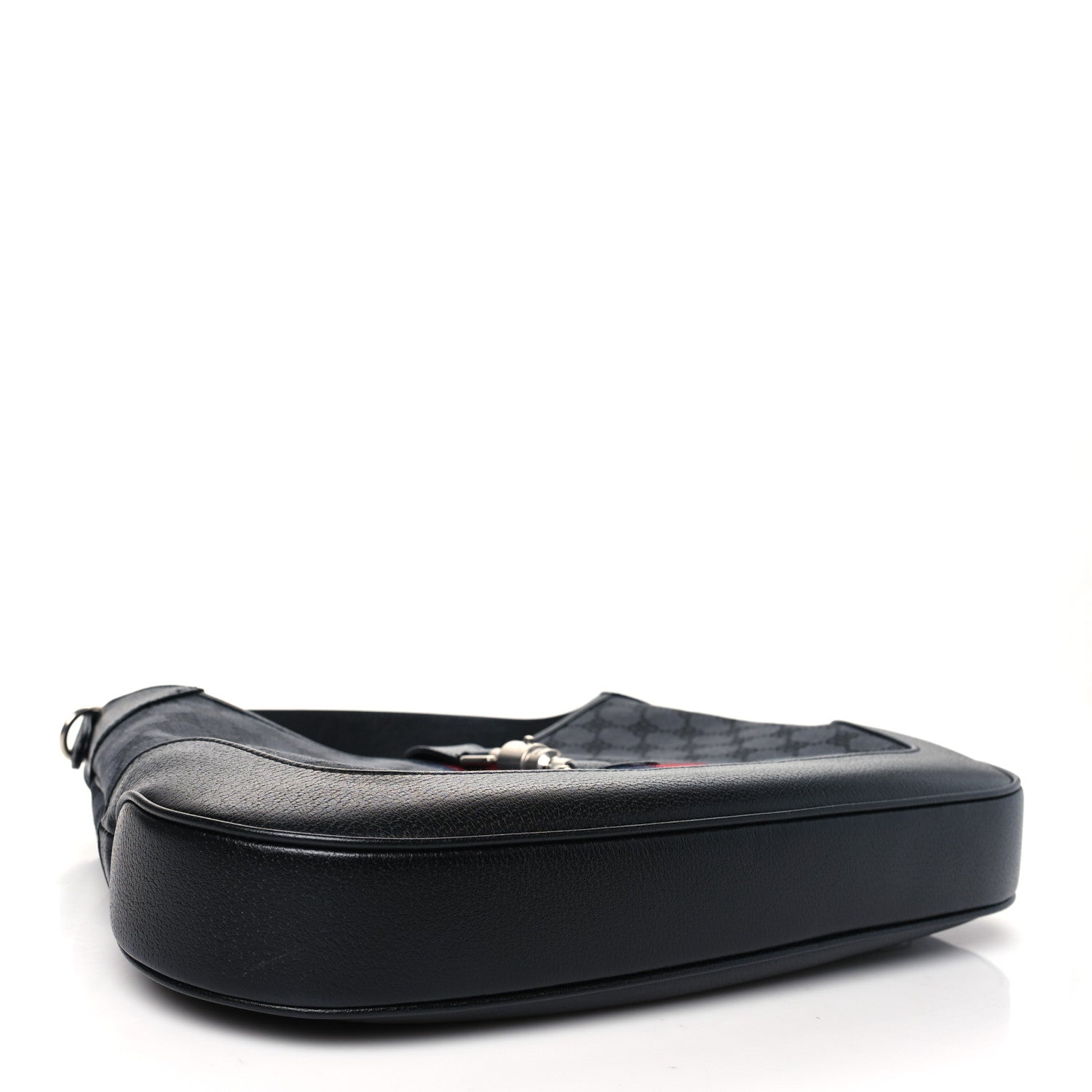 Gucci X BALENCIAGA Supreme Monogram Calfskin Web Medium Jackie 1961 Hobo Black 4 of 11